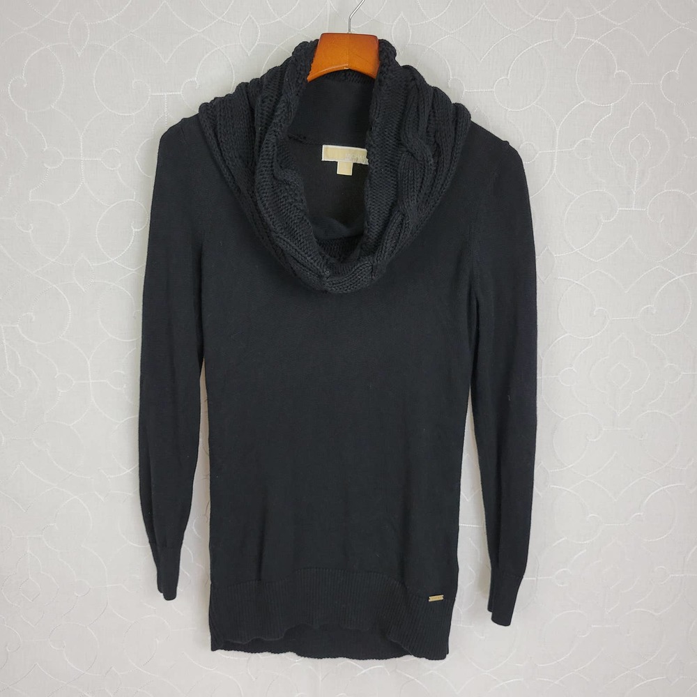 Michael Kors Women's Size Small Black Sweater Knitted Cowl Neck Long Sleeve